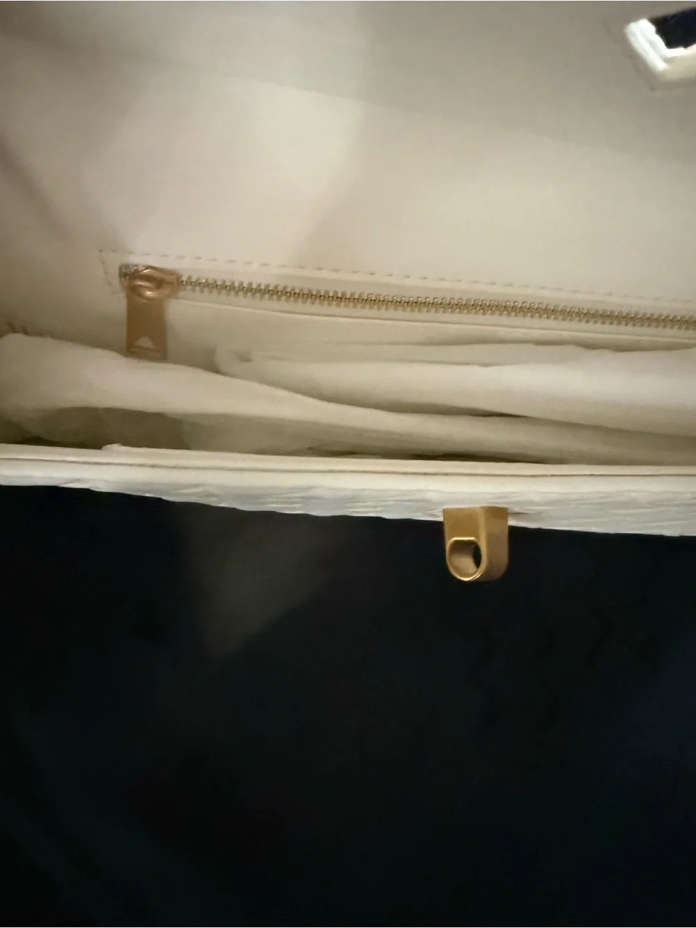 Commense White Woven Flap Clutch Shoulder bag with Gold Knot Accent